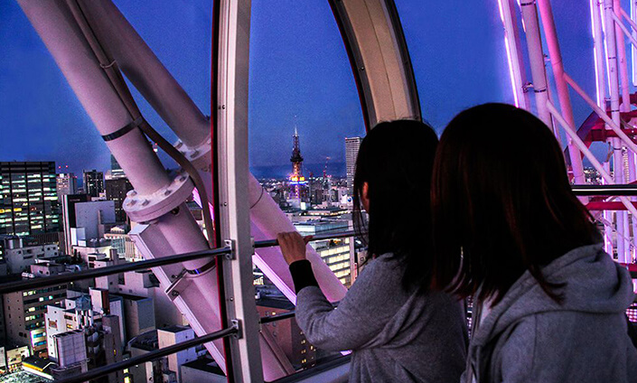 すすきののイルミネーション人気第8位 ノルベサ観覧車「nORIA(ノリア)」ライトアップ